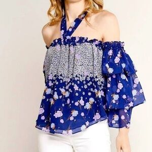 Misa Boho Ruffle Flowy Peasant Top Size Small